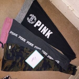 Vintage Y2K Victoria Secret Pink Leggings Print Logo Pants M